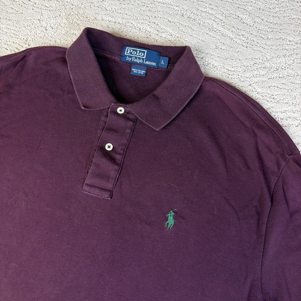 Men's Polo By Ralph Lauren Size Large Burgundy Polo Shirt Cotton